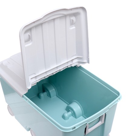 Box for toys on wheels, green color-5