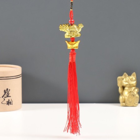 Plastic suspension, textiles "Golden Dragon and Mattle of Yamba" 1.5x4x27 cm-2