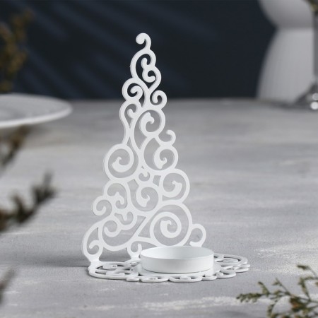 Glamorous Christmas Eliveboard for one candle, 9.9x13.4 cm, white-1