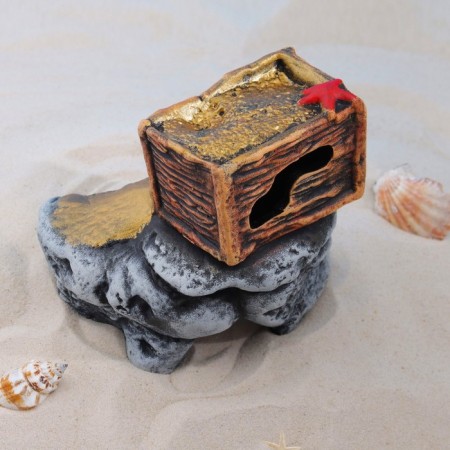 Decor for the Aquarium "Stand with Gold", ceramic, 22 x 15.5 x 15 cm-1