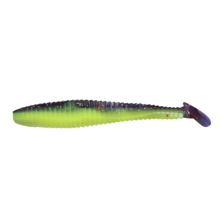 The Yaman Pro Flatter Shad vibro-heb, 12.7 cm, color #26-Violet Chartreuse, packaging 4 pcs.