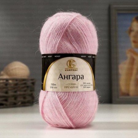 Angara yarn 35% mohair 15% wool, 50% acrylic 250m/100g (055 roses. SV)