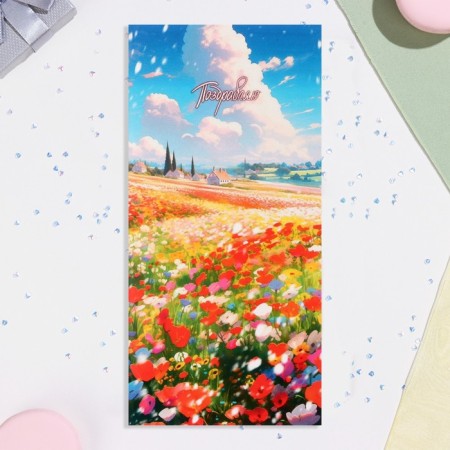 Highlight-Europe "Congratulations!" Flower Field, 21x10 cm-2