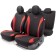 Auto-Cherkhly Flex, wear-resistant polyester, cotton inserts, 2 mm foam, 3D cut, 11 objects, 5 head restraints, 2 lightning, Airbag black and red
