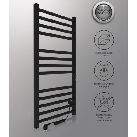 Electric towel Indigo Attic, 1000x500 mm, timer, hidden installation, black-4