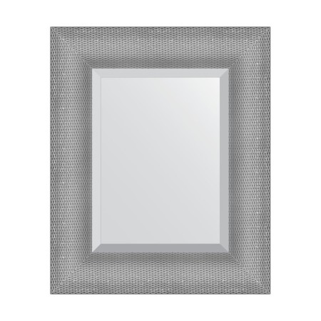 Mirror with fatset in a baguette frame, silver chain mail 88 mm, 47x57 cm