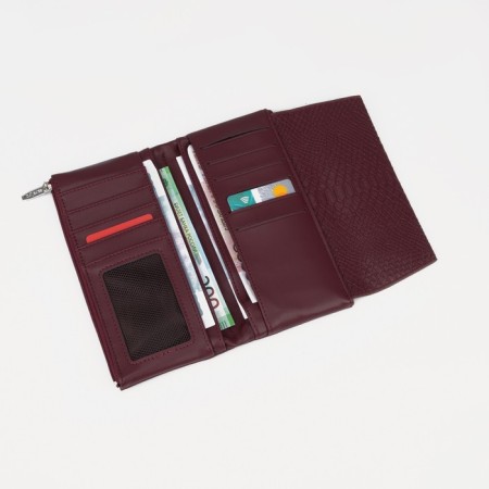 Women's wallet on magnets, burgundy color-5