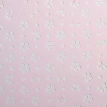 Laminated felt with perforation "Flowerers", pink, 57 cm x 5 m-2
