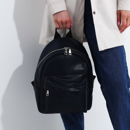 A backpack with a zipper, Medvedkovo, an outer pocket, a dark blue color-5