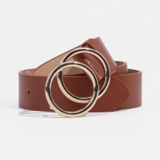 Women's belt, width 3.3 cm, metal buckle, redhead red
