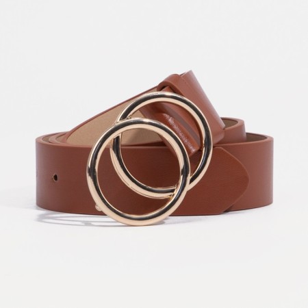 Women's belt, width 3.3 cm, metal buckle, redhead red