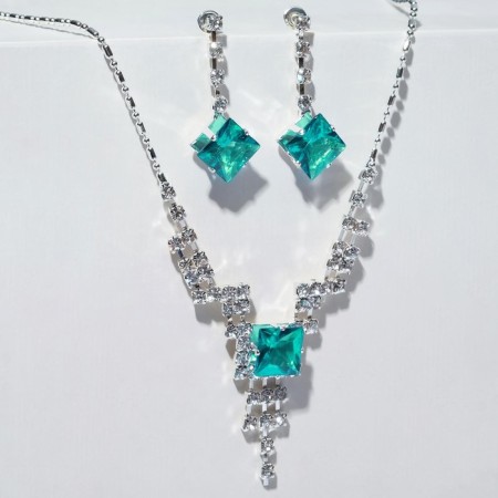 Set 2 objects: earrings, necklace "Light flirting", rhombics, color mix, 45 cm