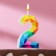 Candle in the cake on the skewer "Multi -colored faces", the number is 2, 5.3 cm