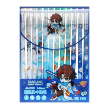 Gel handle washed ink, blue rod, anime mix-3