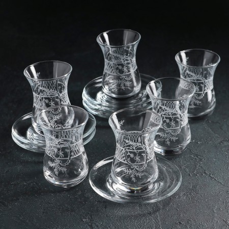 Assol Tea Service, 12 items: tea glass 160 ml 6 pcs, saucer 6 pcs