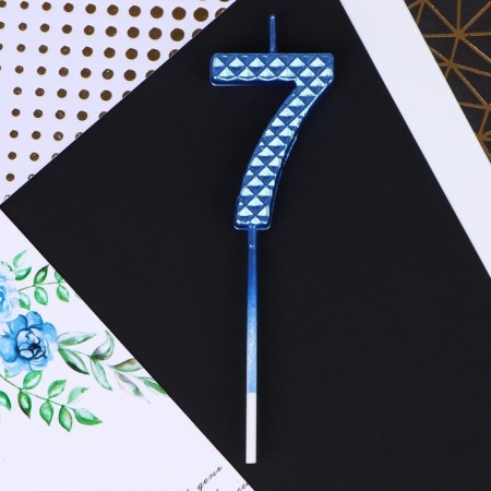 Candle for the cake, number "7", blue, 4 x 13 cm.-2