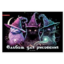 Альбом для рисования, А4 40 листов, на скрепке "КотоМагия", обложка мелованный картон, глиттер, блок 100г/м²