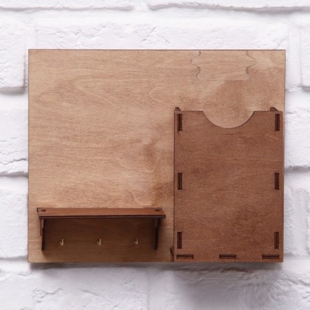 The keywood is wall -mounted with the pocket shelf.-2