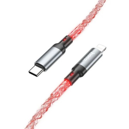 Hoco U112, Type -C cable - Lightning, 3 A, 1 m, transparent, pd, data transfer, PVC, gray-4