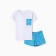 Female home set (T -shirt, shorts) "Turtles", white/blue color, size 46
