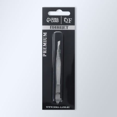 Pinzet "Premium" beveled, narrow, 9 cm, on the blist, silver color-9