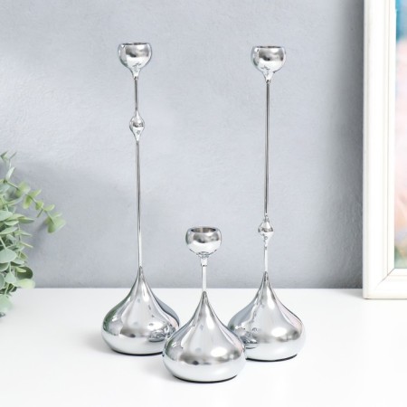 Summary Metal "drop" set 3 pcs silver 8.5x8.5x15; 8.5x8.5x32 cm