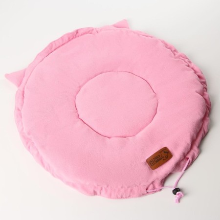 Animal bed lying on a screed with ears, pink color 30-50 cm-2