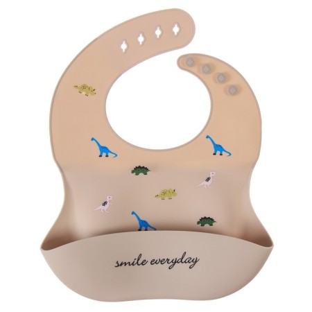 Bibslate for feeding "dinosaurics" silicone with pockets, color gray color-5