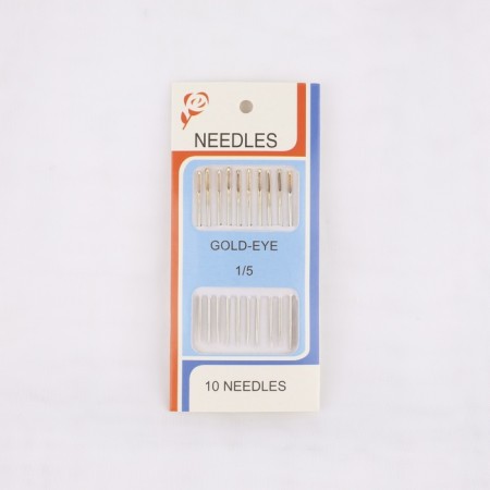 Sewing needles No. 1/5, d = 0.93 mm, 5 cm, with a golden ear, 10 pcs-2