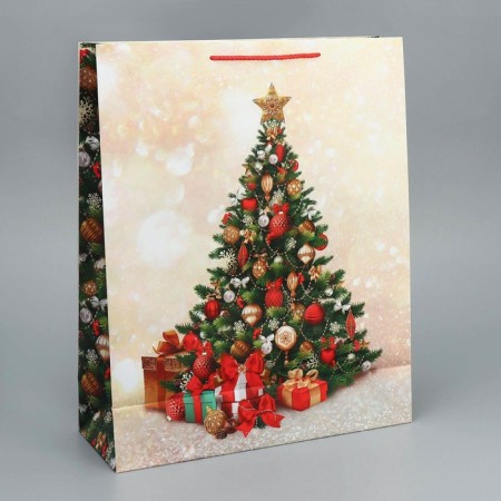 Package Gift New Year Laminated "Heat in the House", XL 40 x 49 x 19 cm, New Year-4