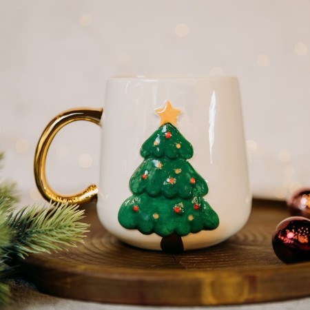New Year! New Year's ceramic "Christmas tree", 600 ml, white color-5