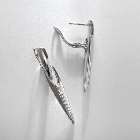 Earrings with rhinestones Xuping uniqueness, white color in silver-1