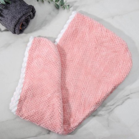 Cup for drying the hair with a button of the share, microfiber, pink color-3
