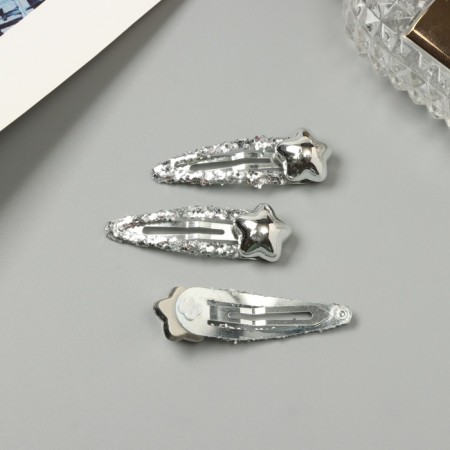 Invisibility for hair "Agatha" (set of 3 pcs) star, 5 cm, silver-2