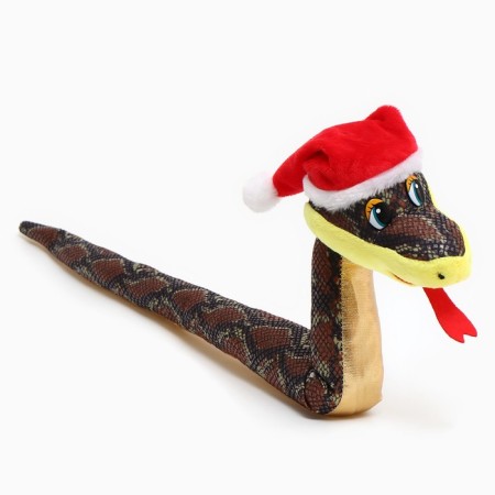Soft toy "Snake", in the New Year's cap, 71 cm, gold color-4