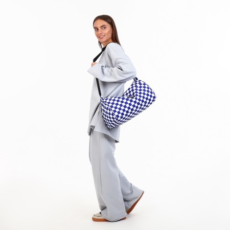 Sports bag with lightning, long belt, white/blue color-3