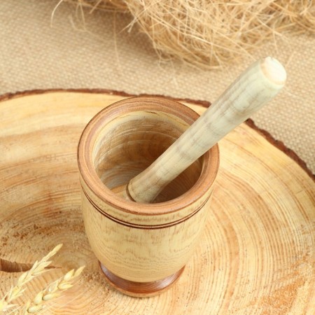 Set: a mortar with a pestle, ash, 13 cm, mix-9