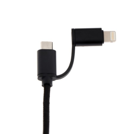 Windigo, 2 in 1, MicroUSB/Lightning - USB, 2 A, nylon braid, 1 m, black-5