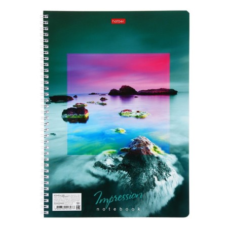 A4 notebook, 80 sheets in a cage on the crest Impressions, cover coated cardboard, selective varnish, hard substrate, mix-4