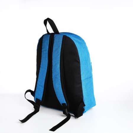 School backpack of textiles with lightning, external pocket, blue color-3