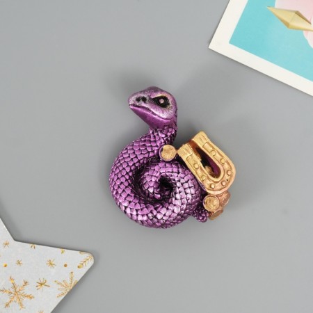 Magnet Polystone "Snake with wealth" MIX 6x1.5x5 cm-1