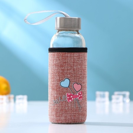 A glass bottle in the case “Bow”, 300 ml, h = 16.5 cm, color mix-5