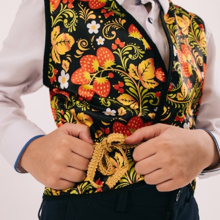 Carnival vest "Ivanushka" with a belt, black color-4
