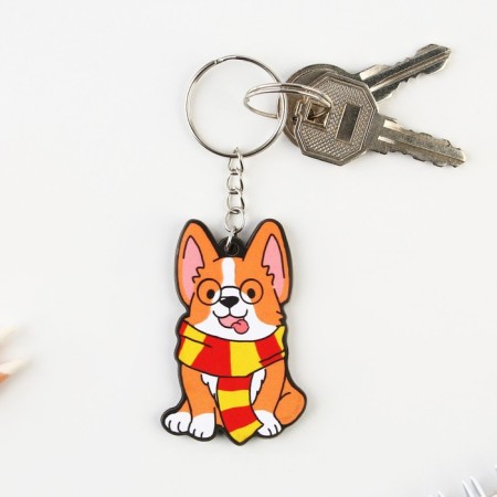 Key keychain wooden "Corgi Potter" 4.7 x 6 cm-2