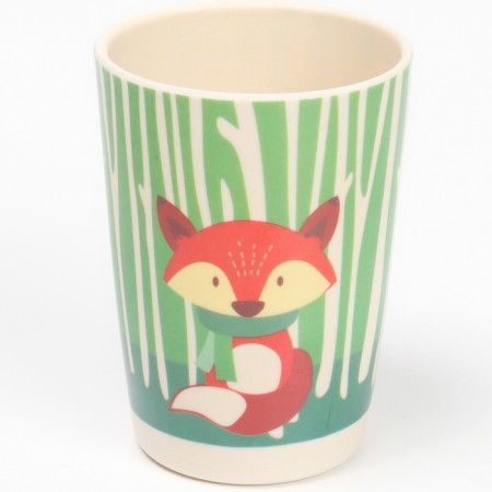 A set of children's dishes "Fox", from bamboo, 5 items: plate, bowl, glass, cutlery-1