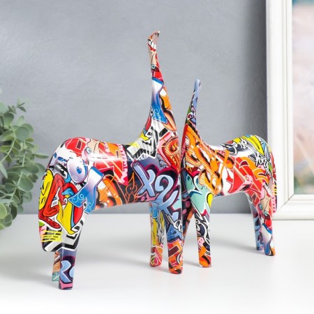 Souvenir Polystone "Koni" graffiti set 2 pcs 14x5x21.5; 6x16.3x26.5 cm-1