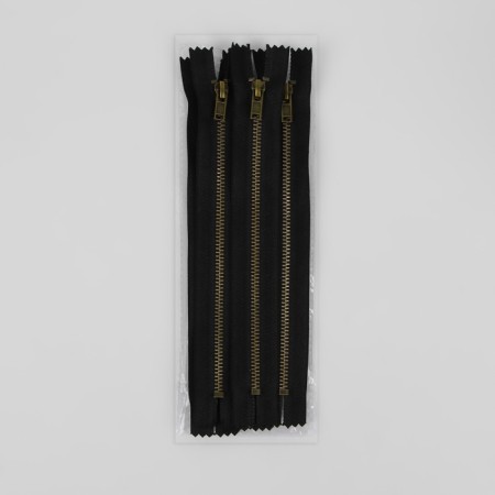 Metal zipper, No. 3, non -proceeding, automatic castle, 18 cm, black color/antique-2