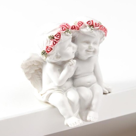Polystone souvenir "Snow -white angels in pink wreaths, they have mercy" 6x5.5x4 cm-2