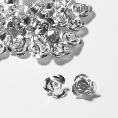 Busina "Rose", set 30 pcs., 12 mm, silver color-1