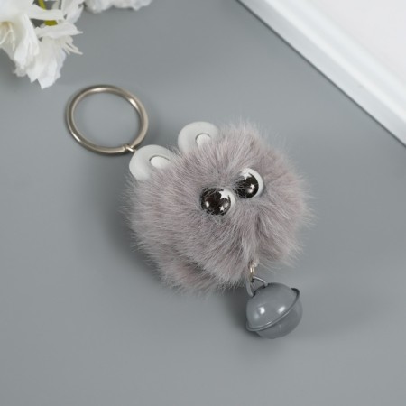 Fluffy on the ring "Star eyes with a bell" gray 8.5x6x6 cm-2